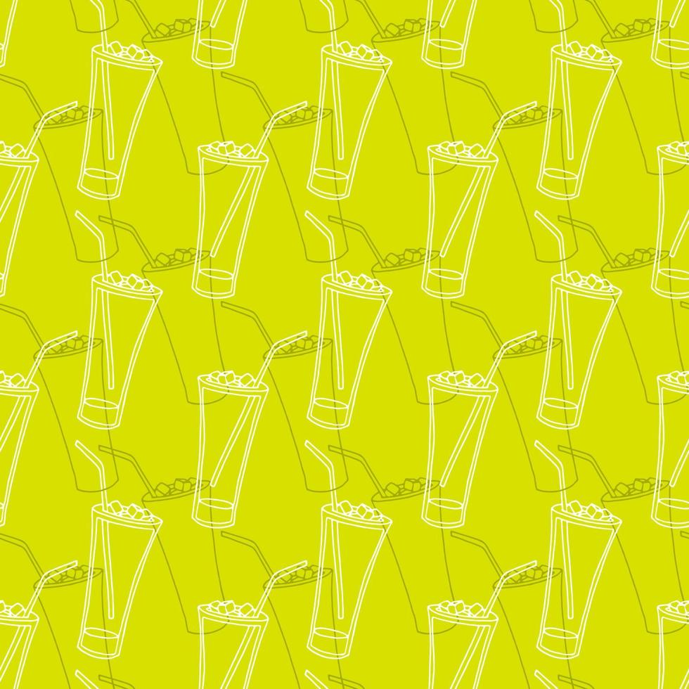 Hand drawn seamless pattern with icy glasses with straws, Colorful background. vector