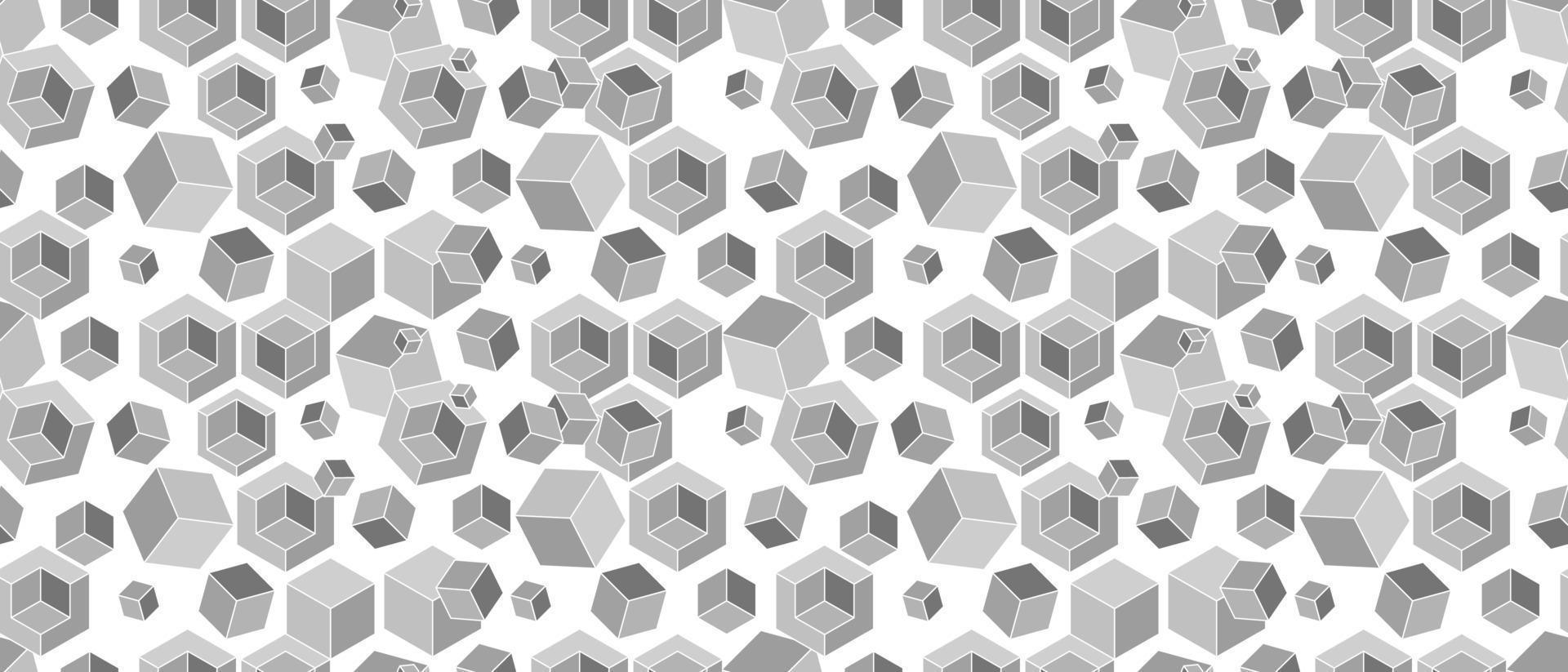Seamless pattern with cubic structure greyscale. Endless cubic background. Isometric repeatable backdrop. vector
