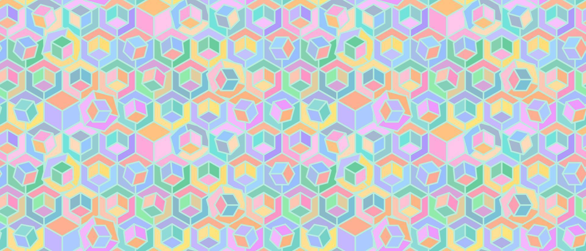 Seamless pattern with cubic structure pastel colors. Endless cubic background. Isometric repeatable backdrop. vector