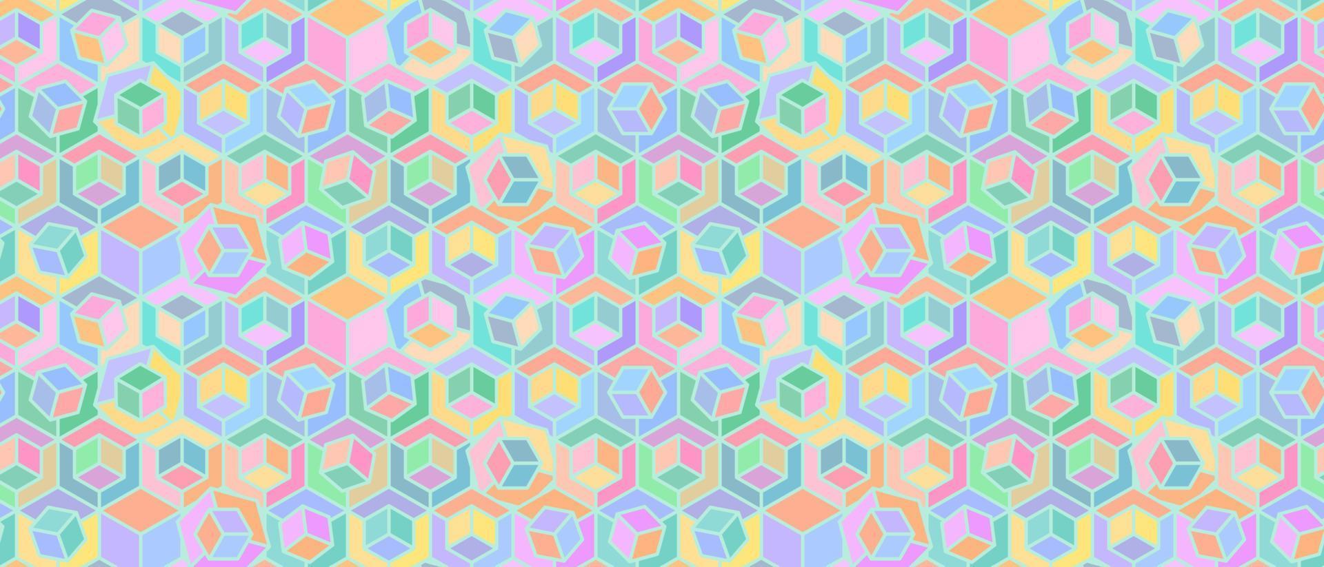 Seamless pattern with cubic structure pastel colors. Endless cubic background. Isometric repeatable backdrop. vector