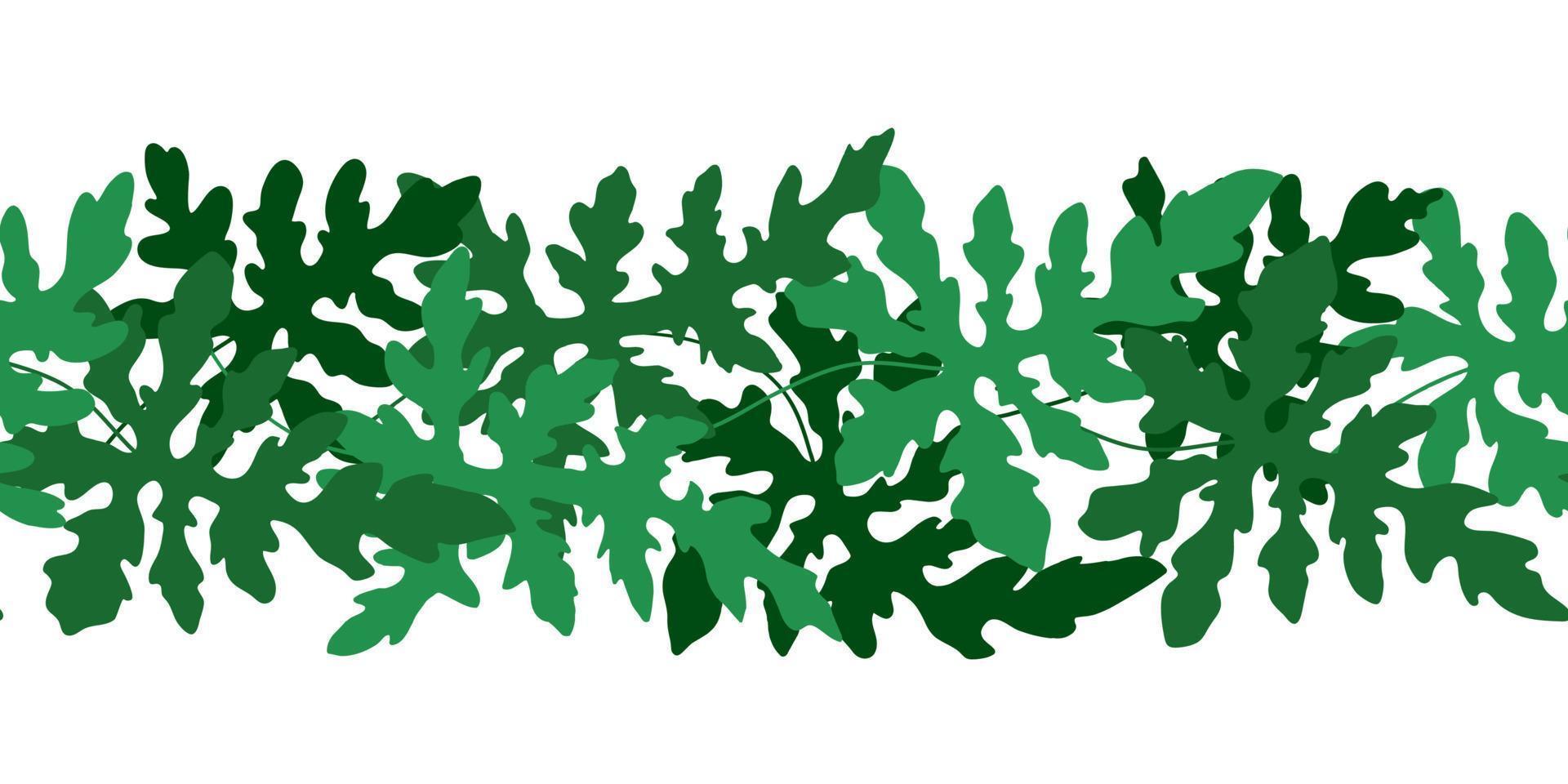 Vector seamless border pattern with leaves, repeatable background. Repeatable botanical backdrop.