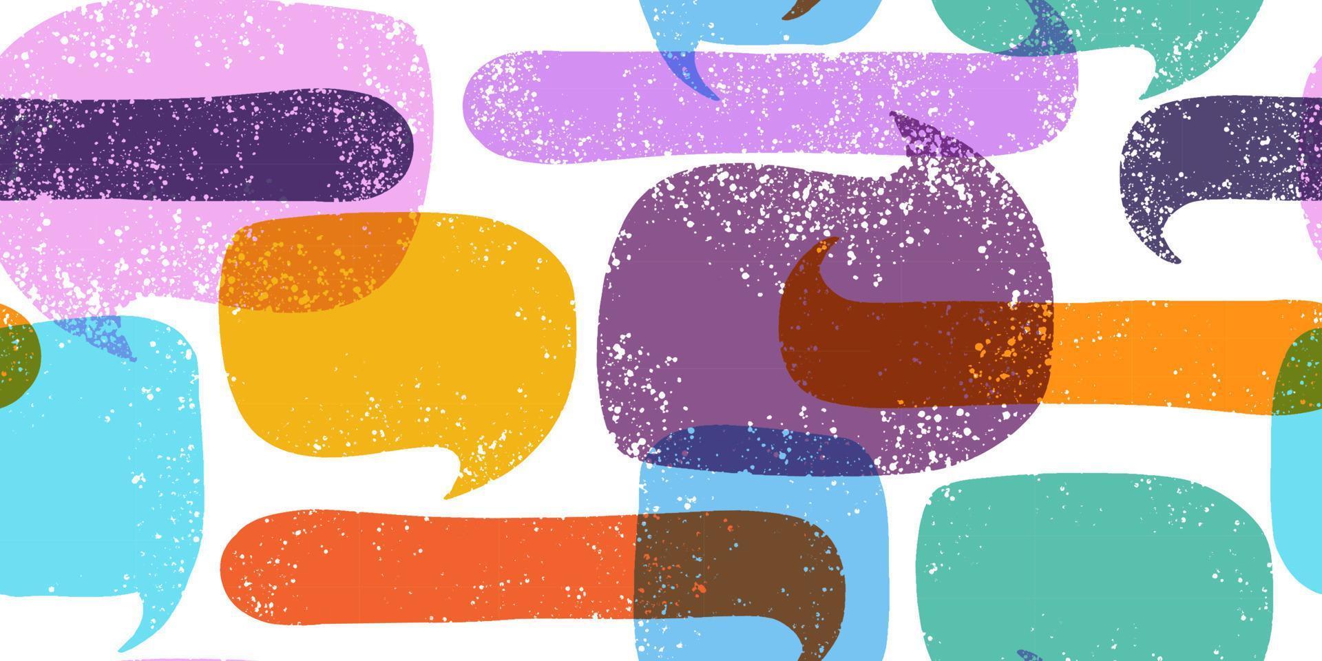 Hand drawn callout clouds as background motif. Vector seamless pattern with speech bubbles various shapes.