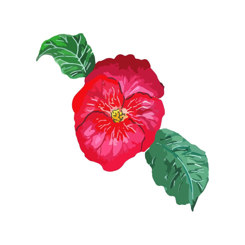 un jardín de flores pensamientos rojos con hojas. nomeolvides. diseño vectorial eps 10 vector