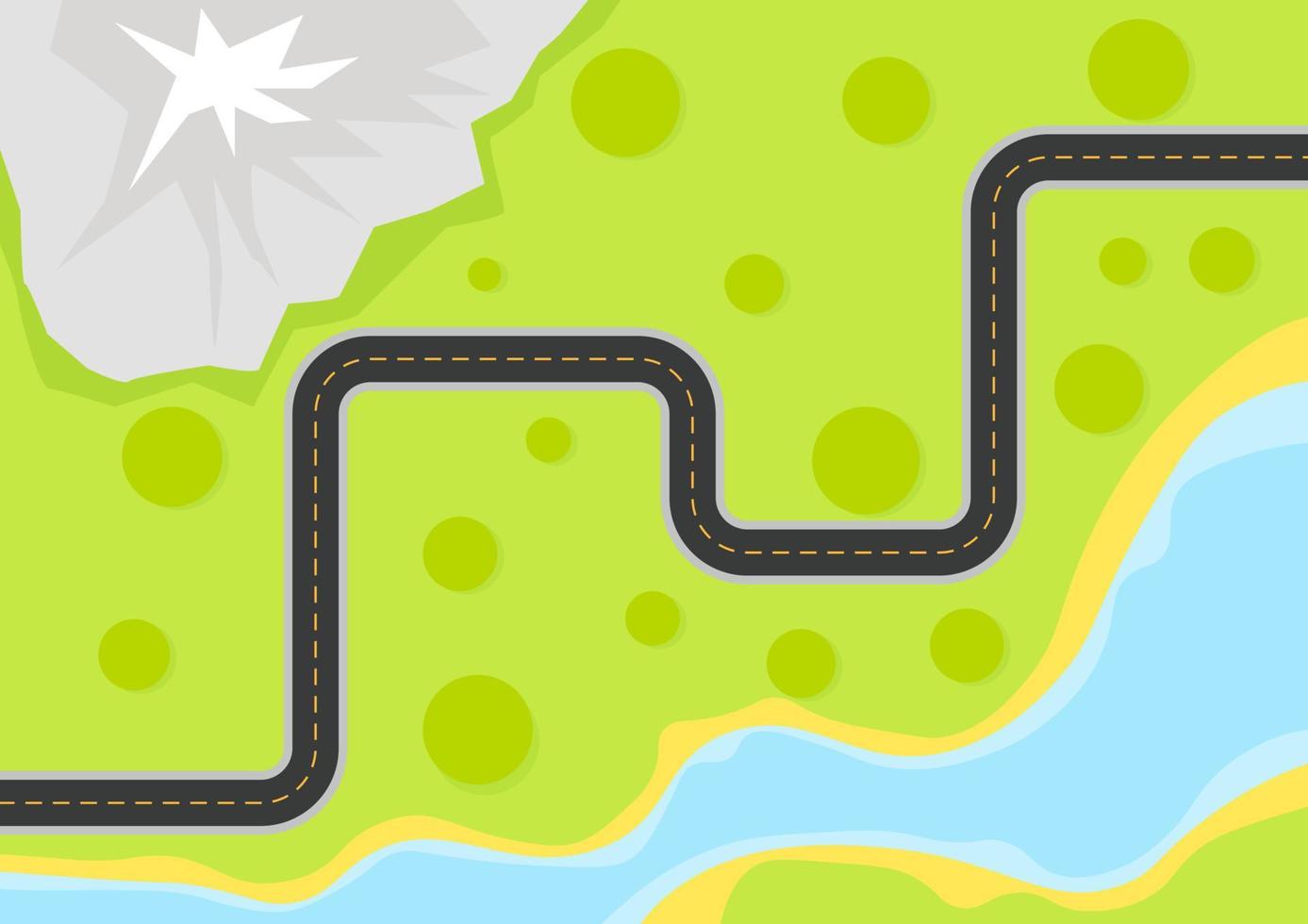 Top view of the road green forest mountains and river vector