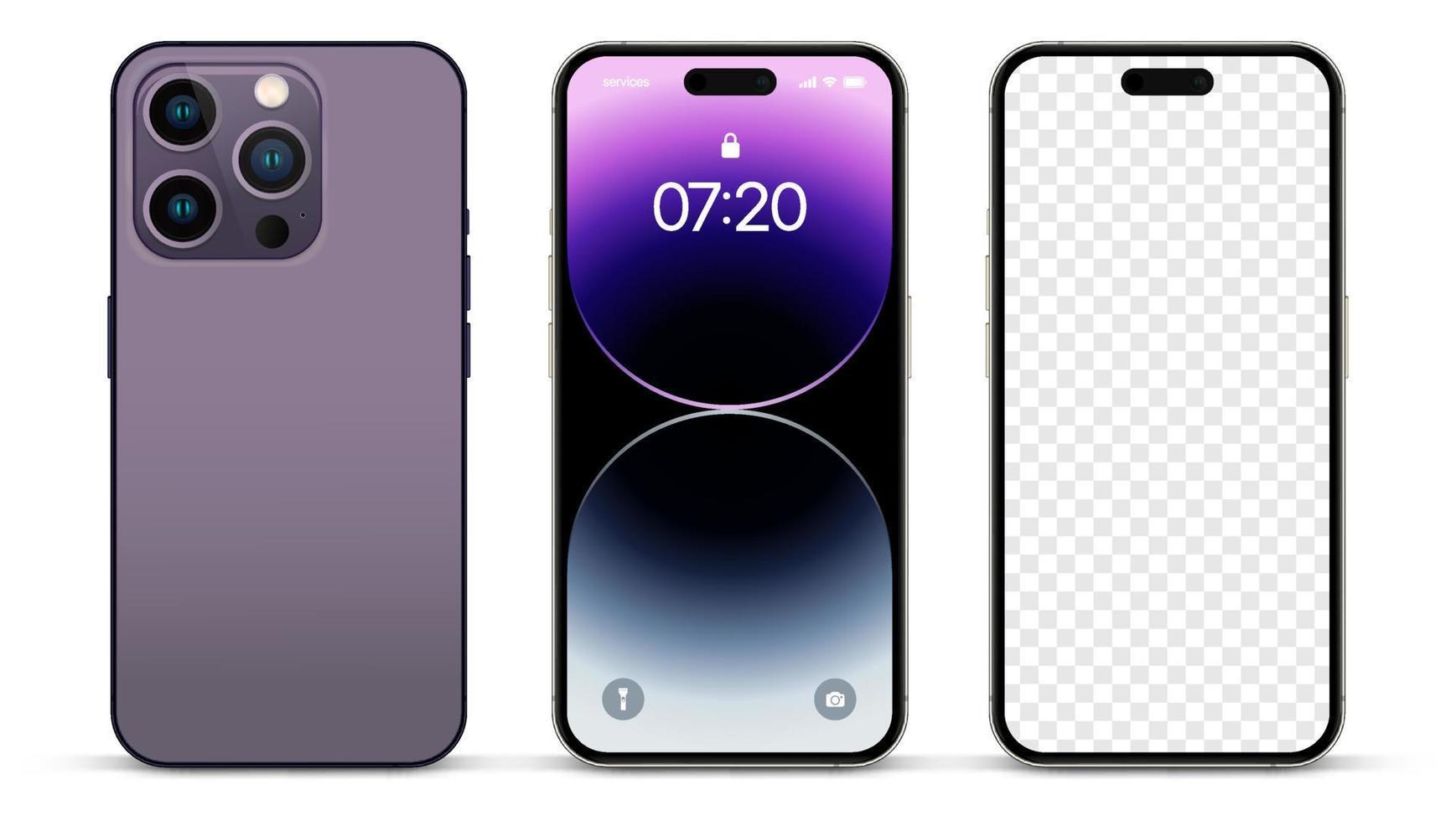 New deep purple smartphone released iPhone 14 pro front and back side