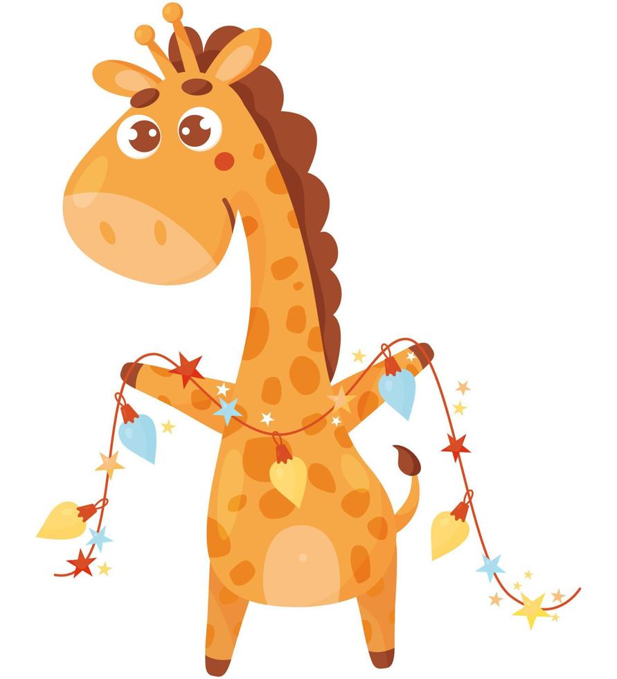 Cute giraffe with a garland vector