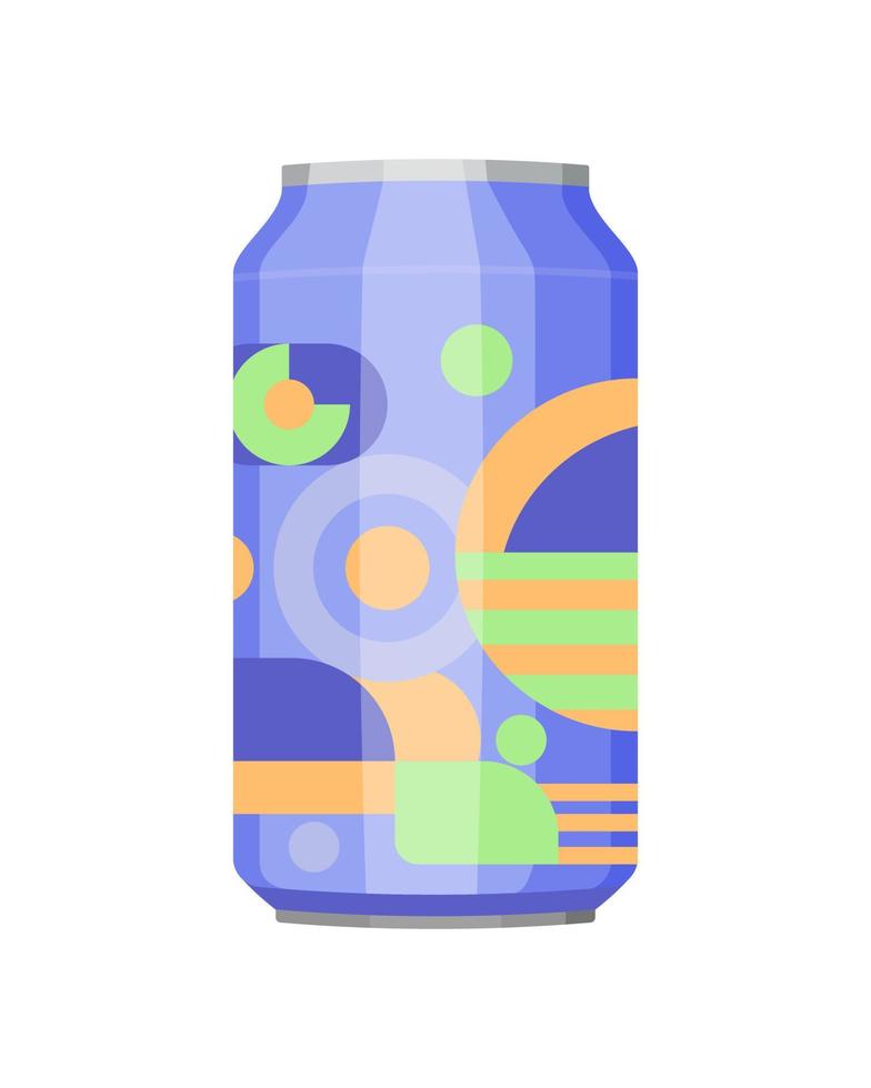 Cartoon aluminum can. Aluminium can design. Metallic tin for juice beer water energy lemonade soda drinks. Blank colored container. Vector illustration isolated on white background.