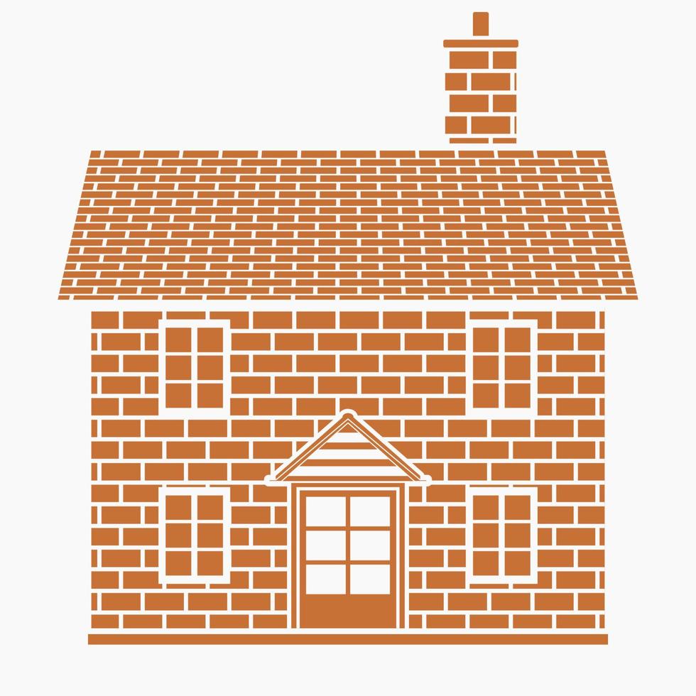 Editable Front View Traditional English Simple House Building Vector Illustration in Monochrome Style for England Culture Tradition and History Related Design