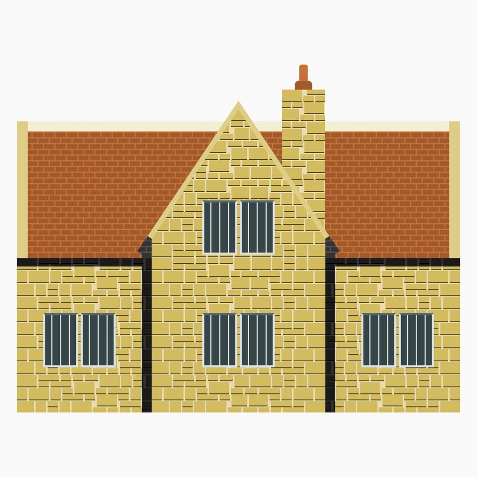 Editable Side View Traditional English House Building Vector Illustration for England Culture Tradition and History Related Design