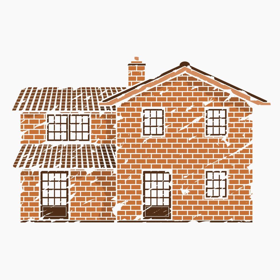 Editable Traditional English House Building with Two Level Floors Vector Illustration in Brush Strokes Style for England Culture Tradition and History Related Design