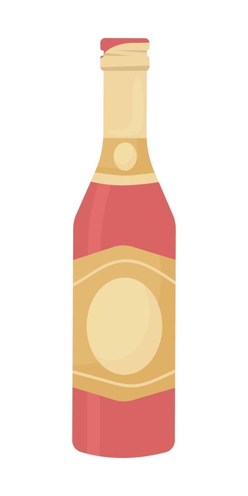 Bottle of sparkling wine semi flat color vector object. Editable element. Full sized item on white. Alcohol drink. Party beverage simple cartoon style illustration for web graphic design and animation