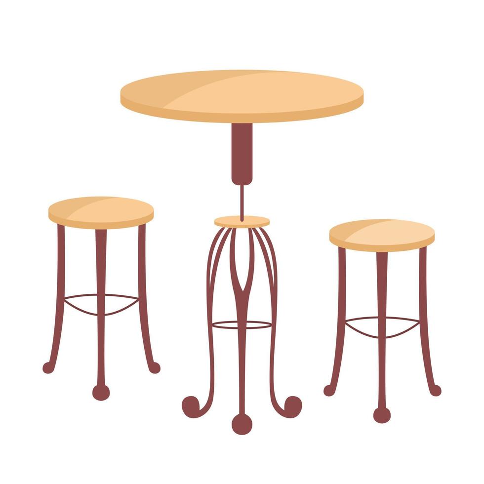 Cafe furniture semi flat color vector object. Editable element. Full sized item on white. Table and chairs. Public place design simple cartoon style illustration for web graphic design and animation