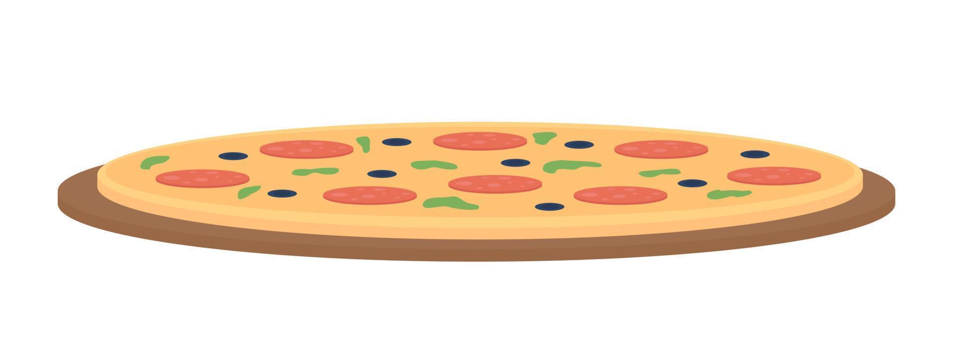 Pizza semi flat color vector object. Editable element. Full sized item on white. Restaurant meal. Italian traditional food simple cartoon style illustration for web graphic design and animation