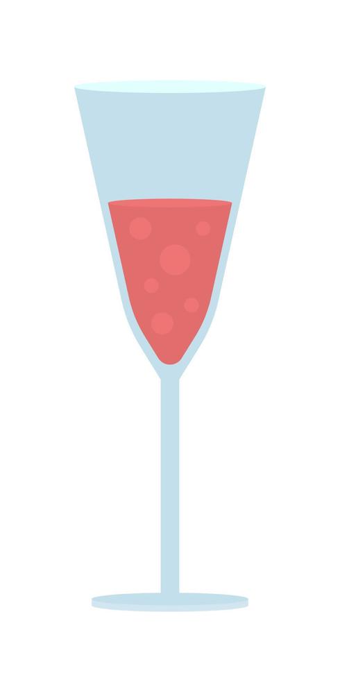 Glass of sparkling wine semi flat color vector object. Editable element. Full sized item on white. Drinking alcohol and beverages simple cartoon style illustration for web graphic design and animation