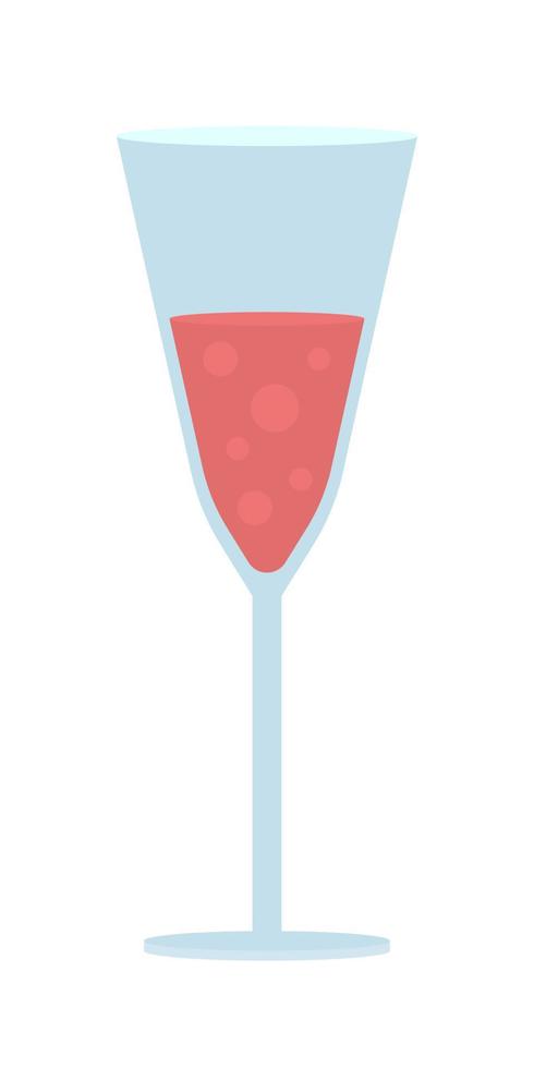 Glass of sparkling wine semi flat color vector object. Editable element. Full sized item on white. Drinking alcohol and beverages simple cartoon style illustration for web graphic design and animation