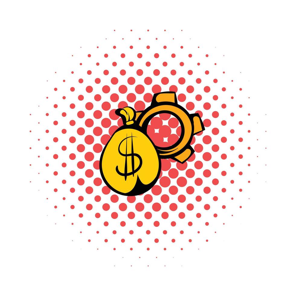 Money bag icon, comics style vector
