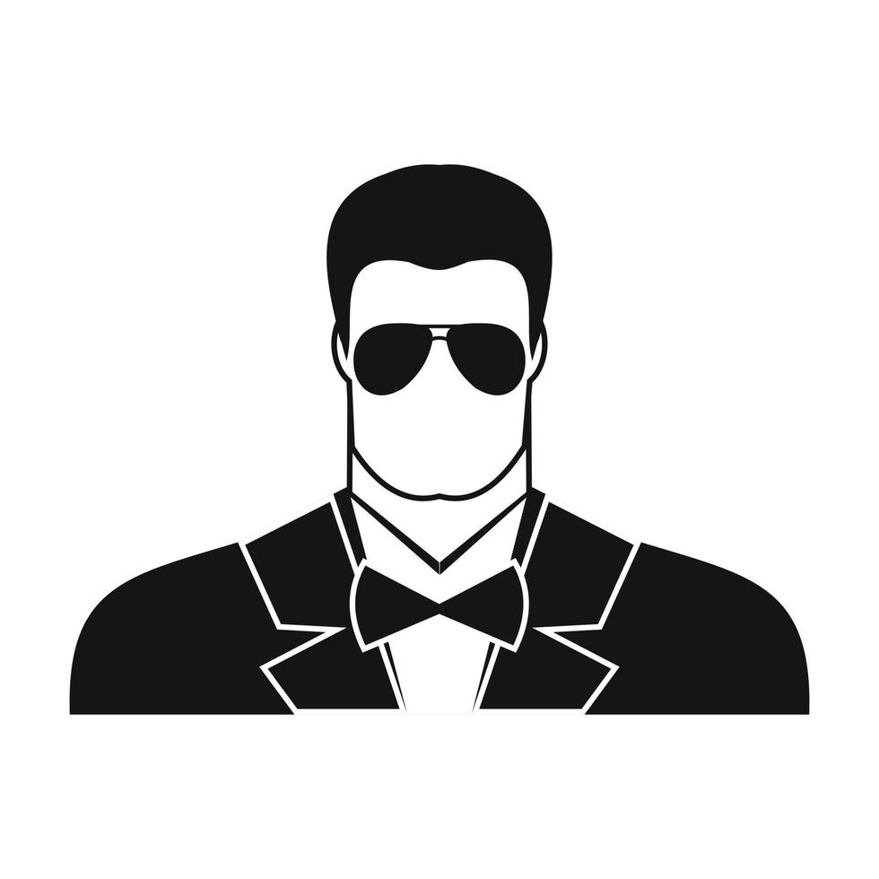 guardaespaldas, agente, hombre, icono vector