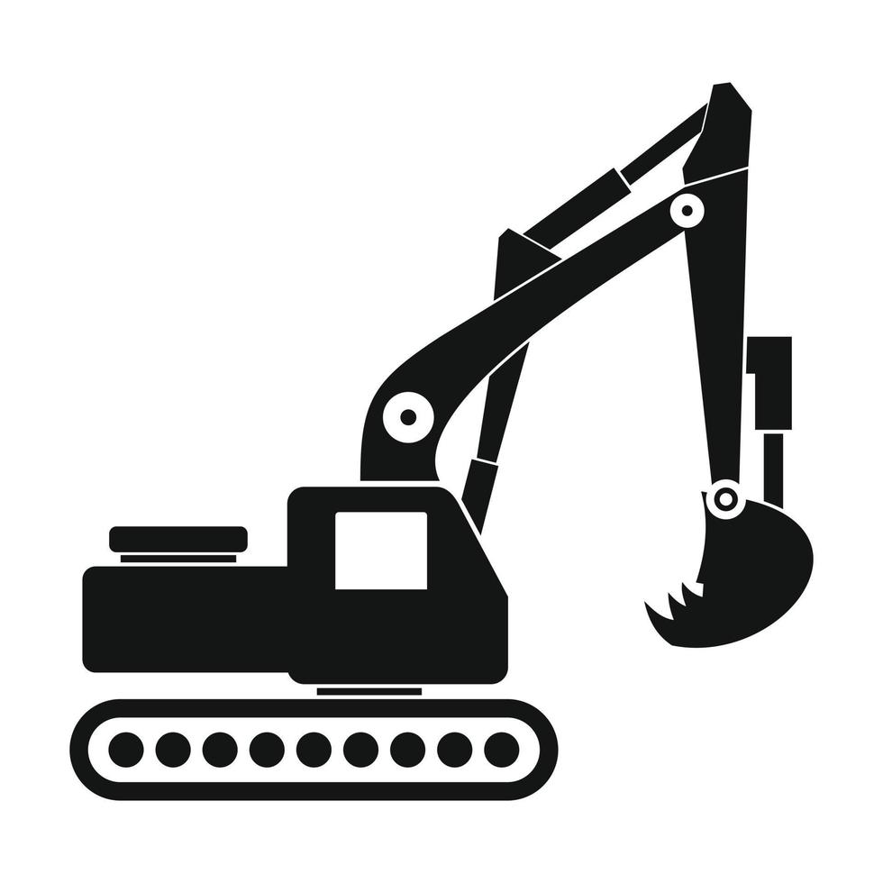 Excavator black simple icon vector