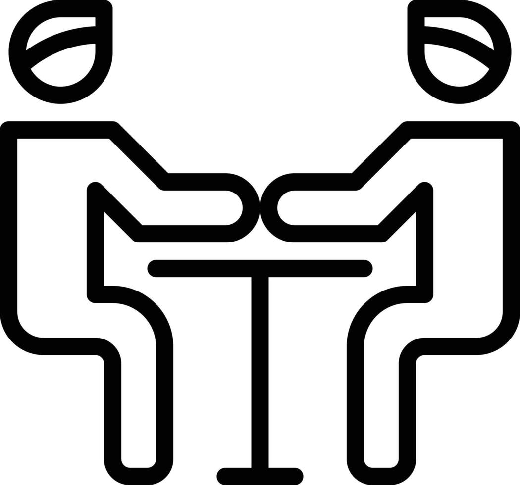 meeting chat discussing table partnerships - outline icon vector