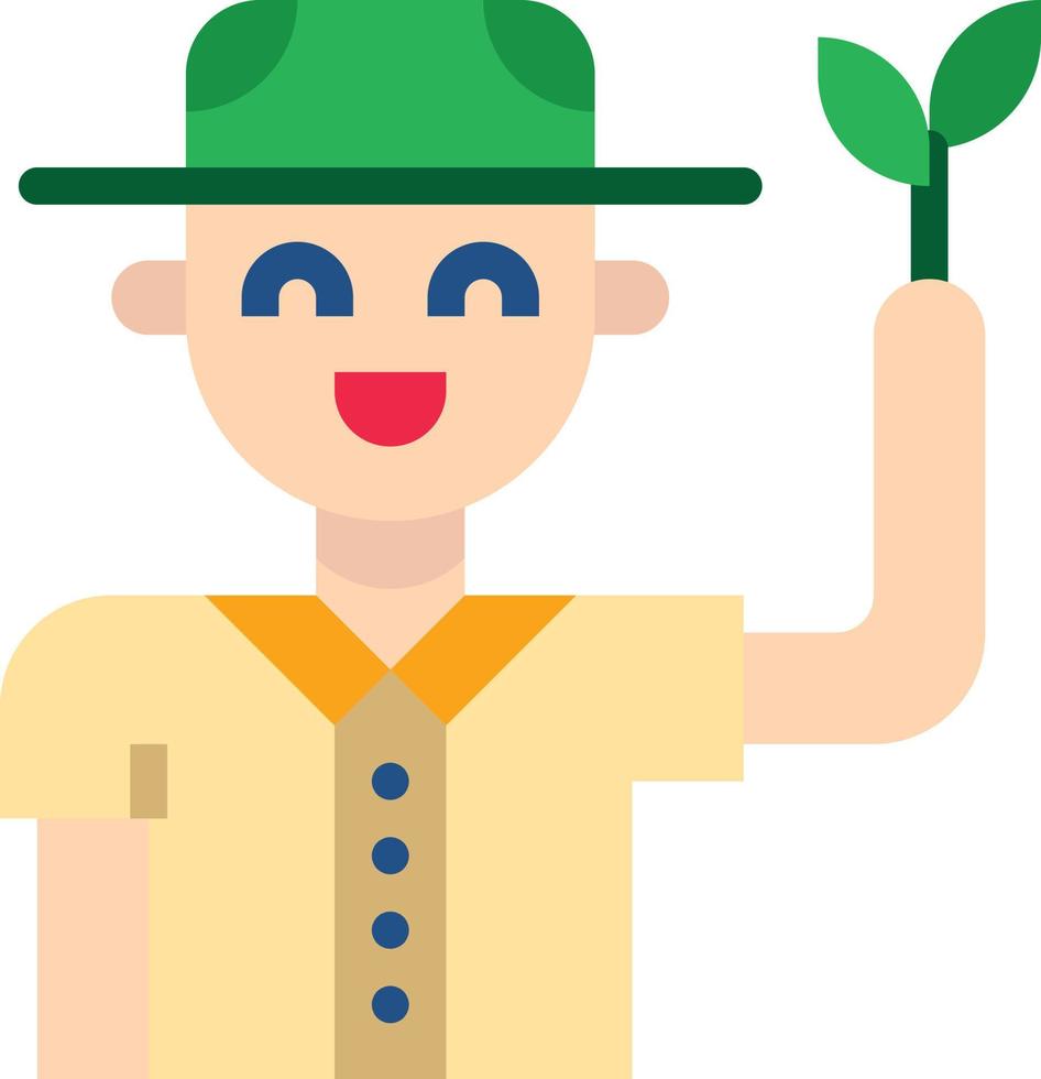 botánica forester planta boy scout - icono plano vector