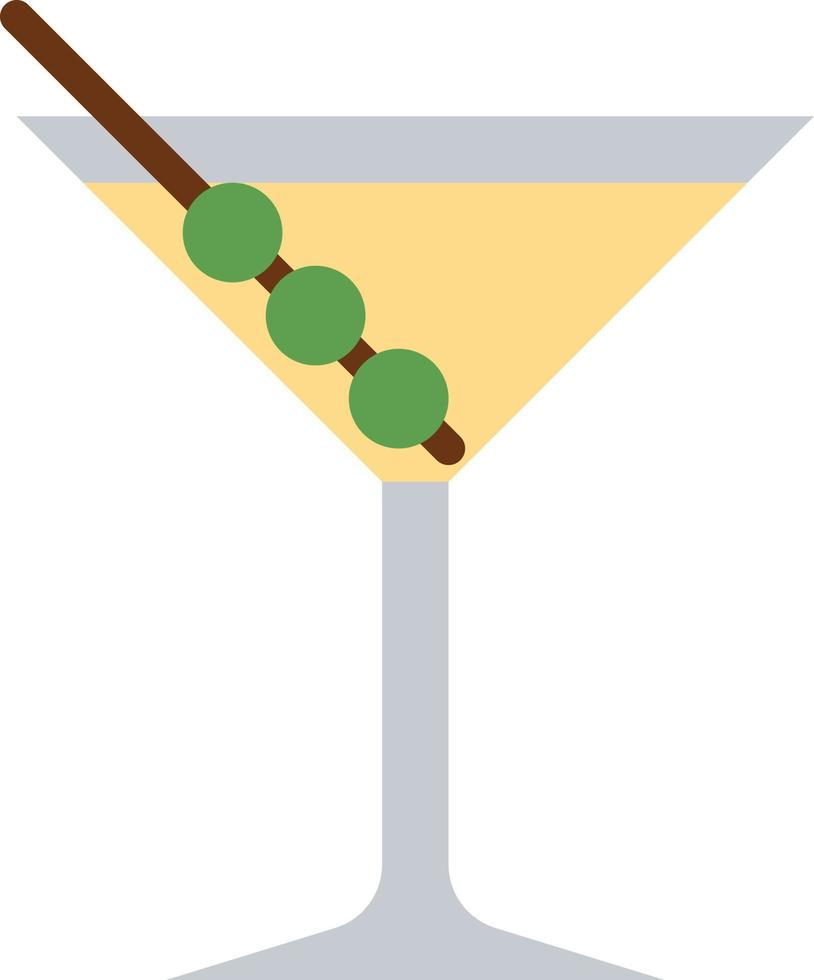 cocktail olive glass alcohol beverage - flat icon vector