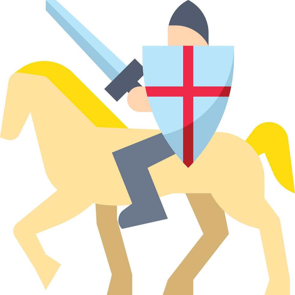 history war worrior knight horse - flat icon vector