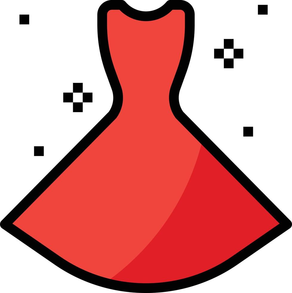 vestido de moda - icono de contorno de relleno vector