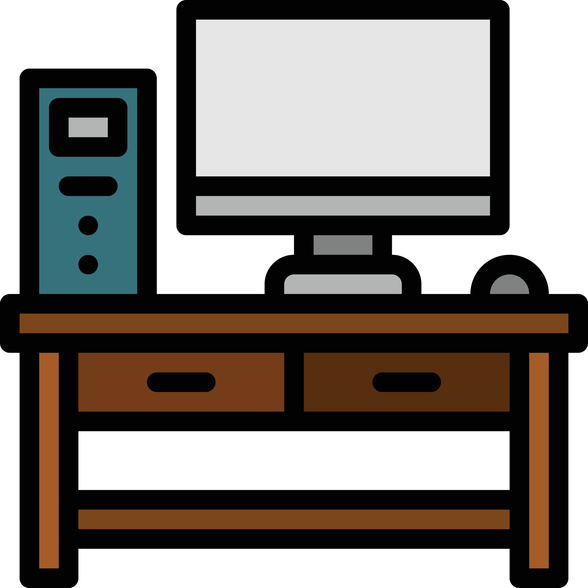 desk computer table work furniture filled outline icon 14054266
