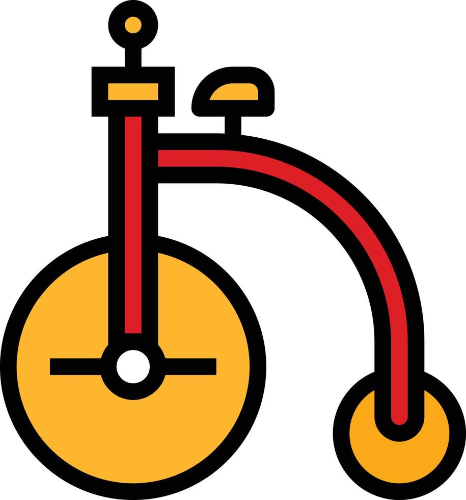 bicycle vehicle show circus - filled outline icon vector
