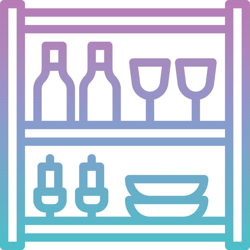 shelves dinning wine storage furniture house - gradient icon vector