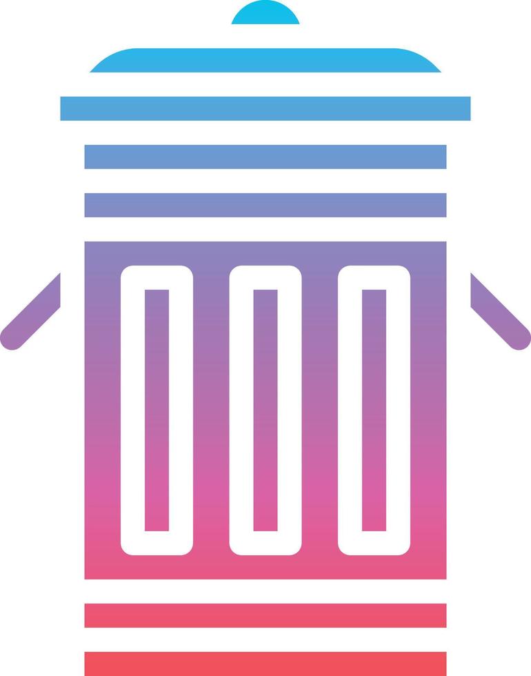 bin trash metal waste house furniture - gradient solid icon vector