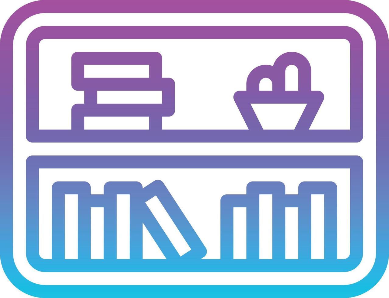 bookshelves books shelves furniture stack - gradient icon vector