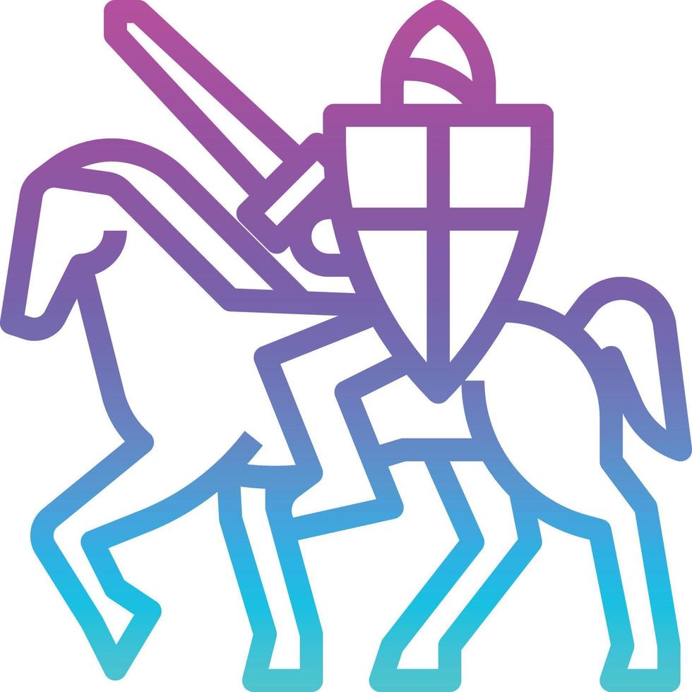 history war worrior knight horse - gradient icon vector