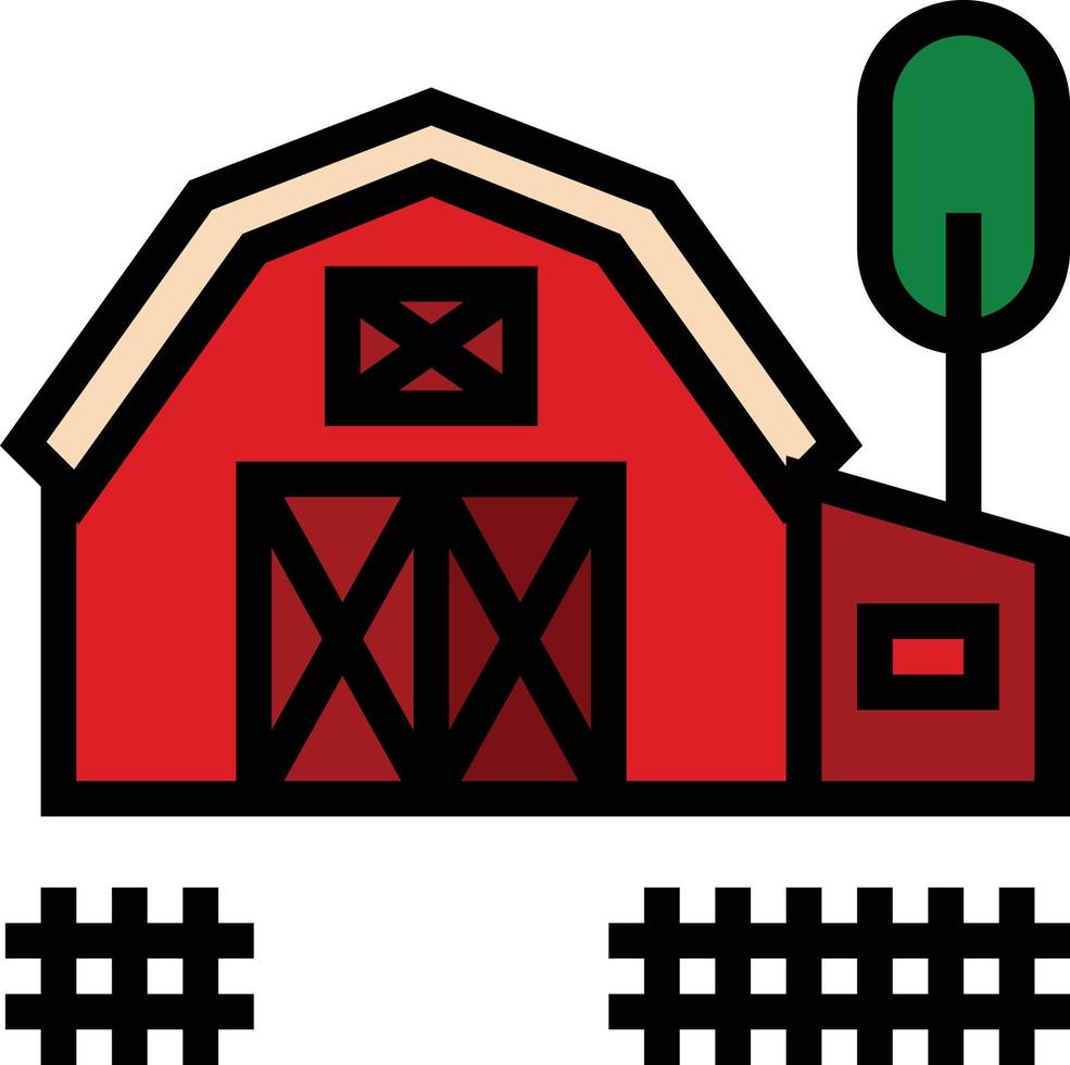 barn farm building - filled outline icon vector