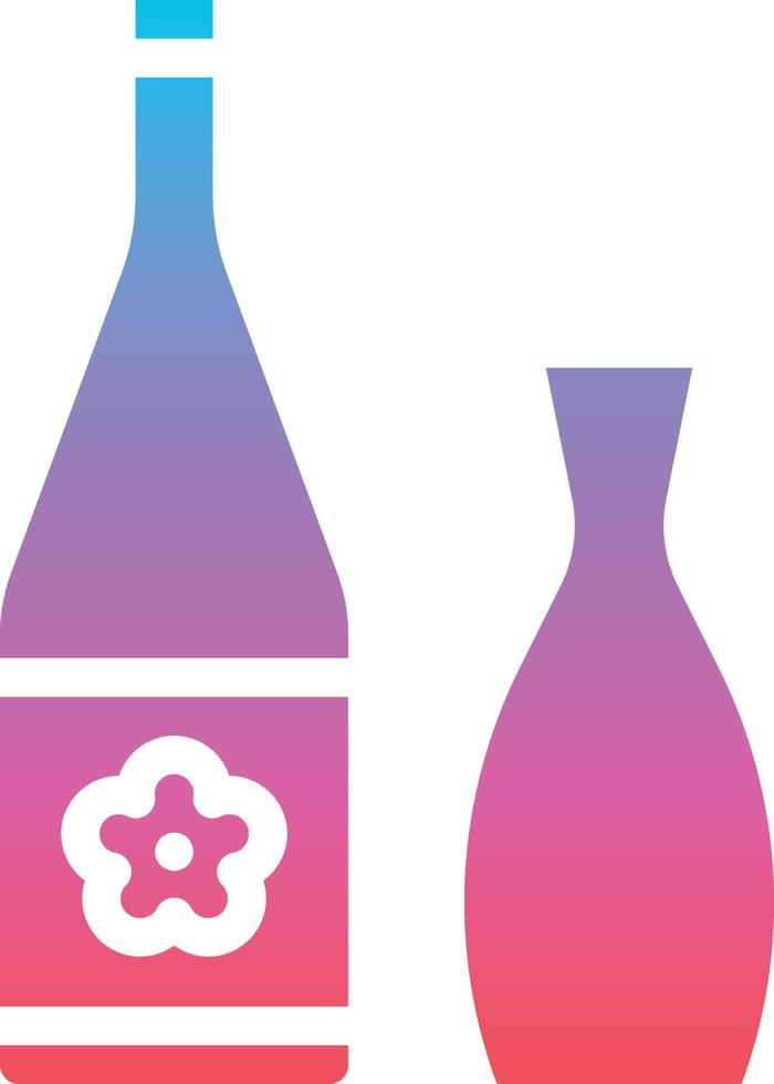 sake japanese alcohol bottle beverage - gradient solid icon vector