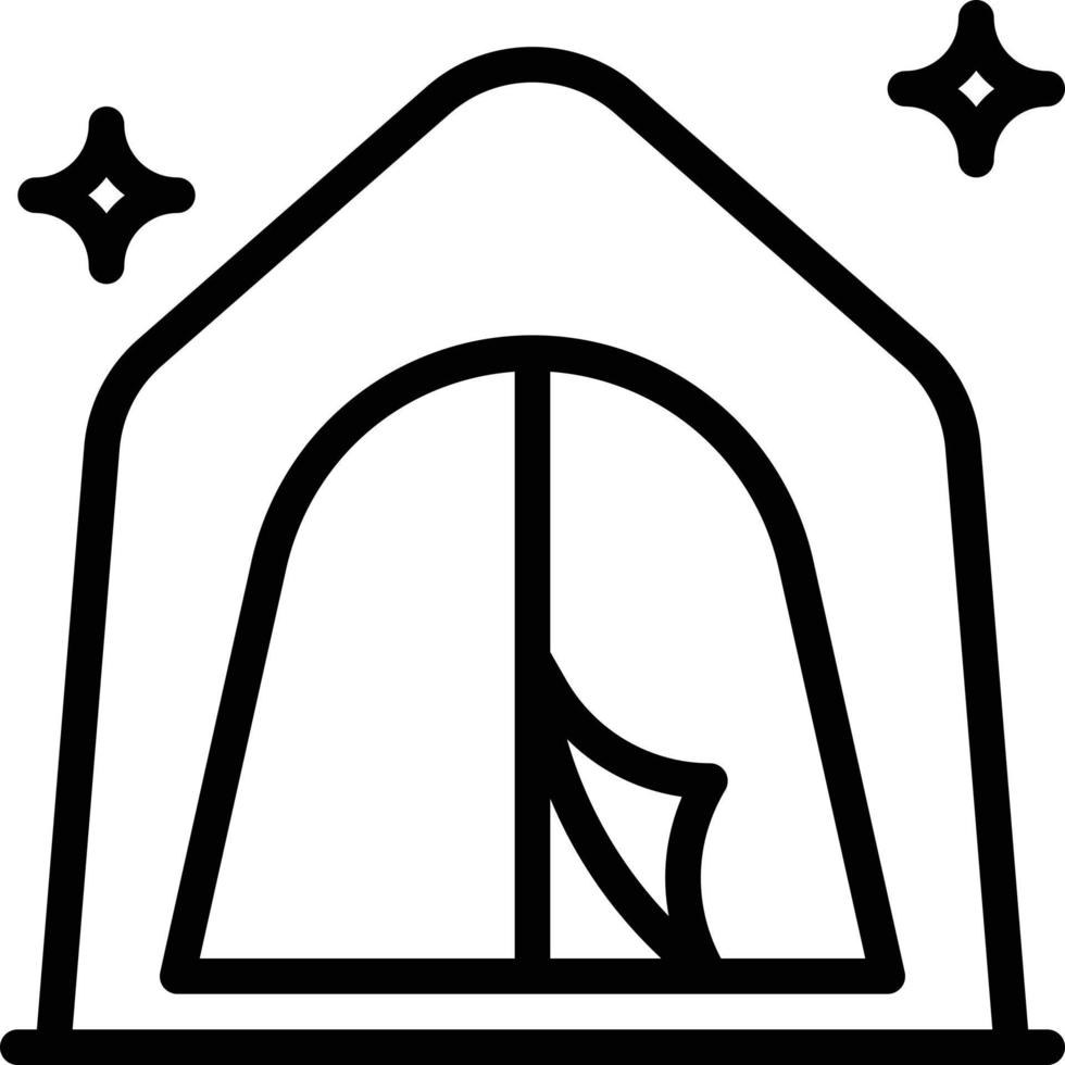 camping tent rest outdoor - outline icon vector