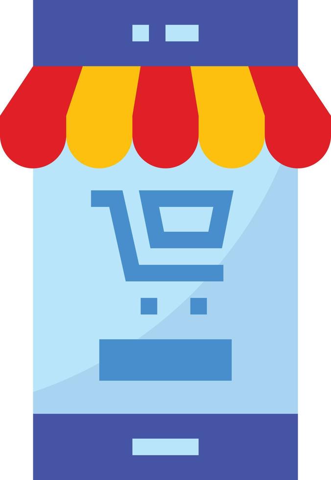 mobile store online shopping - flat icon vector