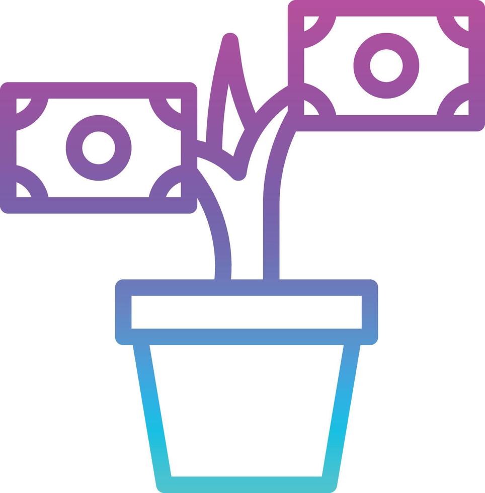 investment money salary growth plant profits - gradient icon vector