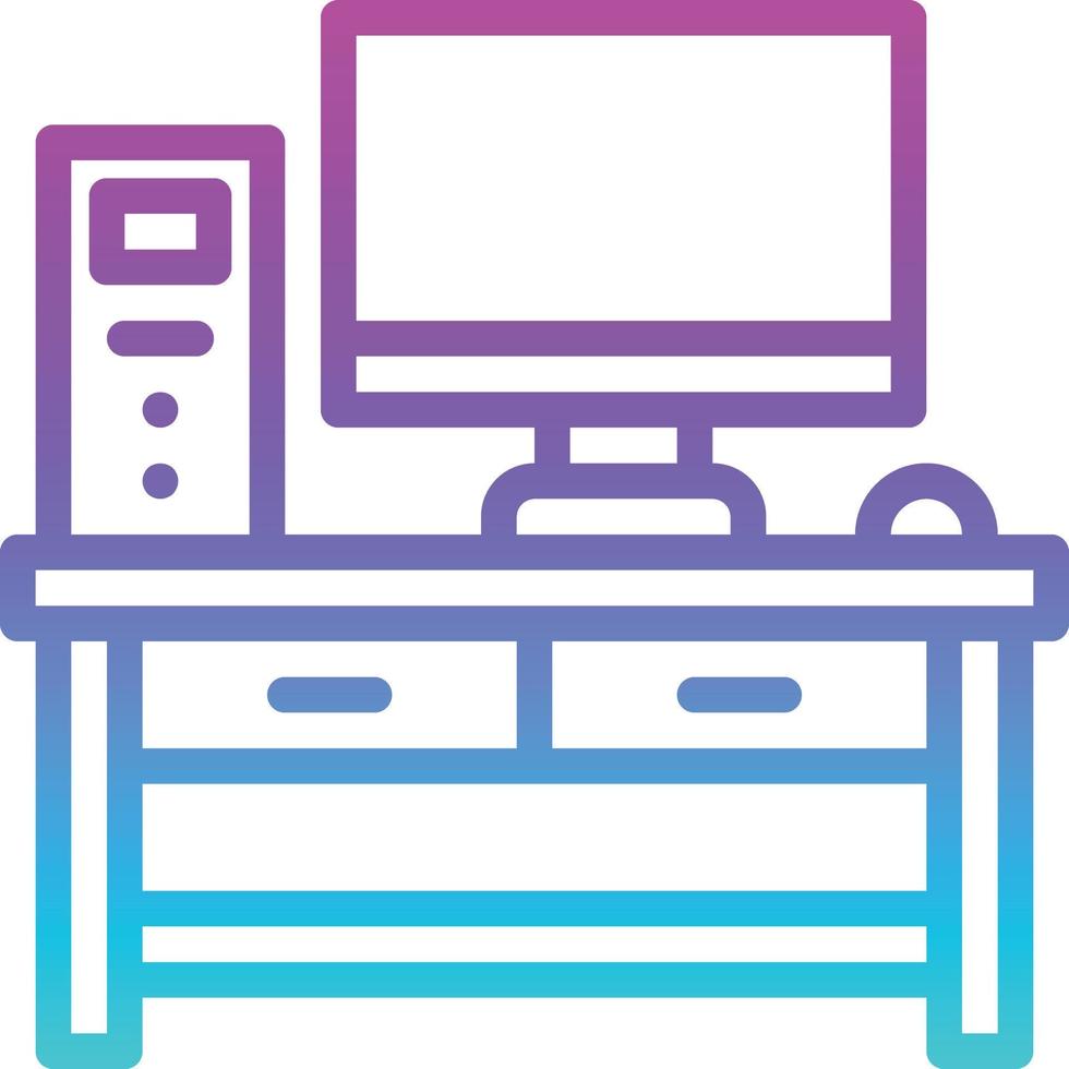 desk computer table work furniture - gradient icon vector