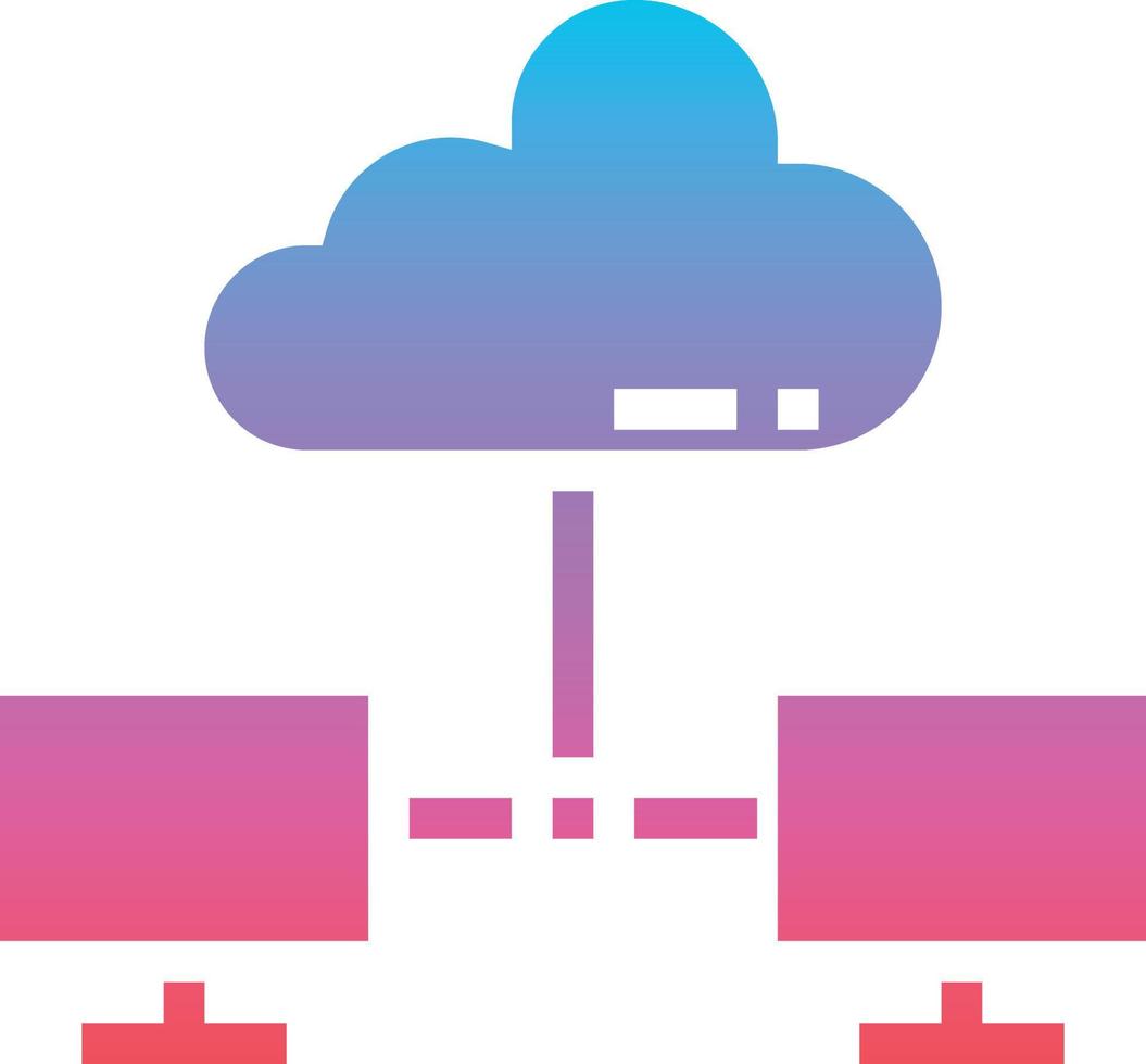 cloud system computer connectivity lan - gradient solid icon vector