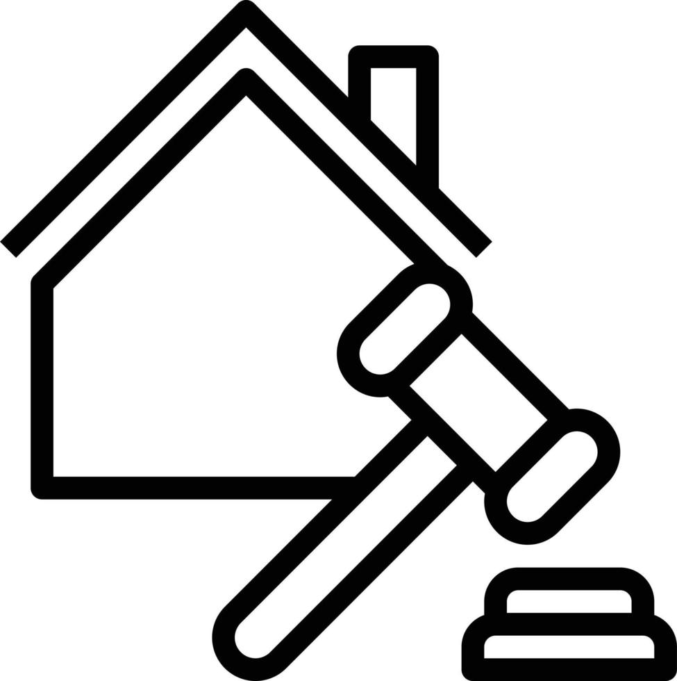 subasta ley martillo casa bienes raíces - icono de contorno vector