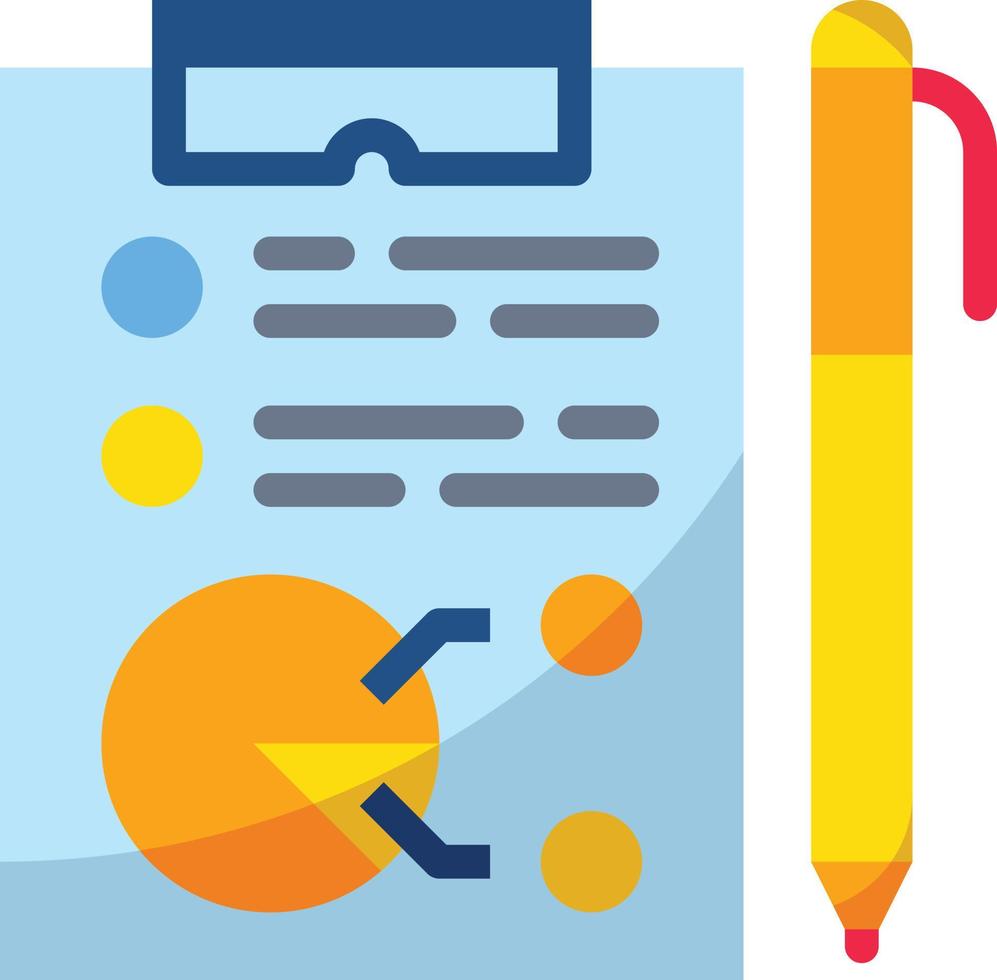 marketing planning analysis pen paper - flat icon vector
