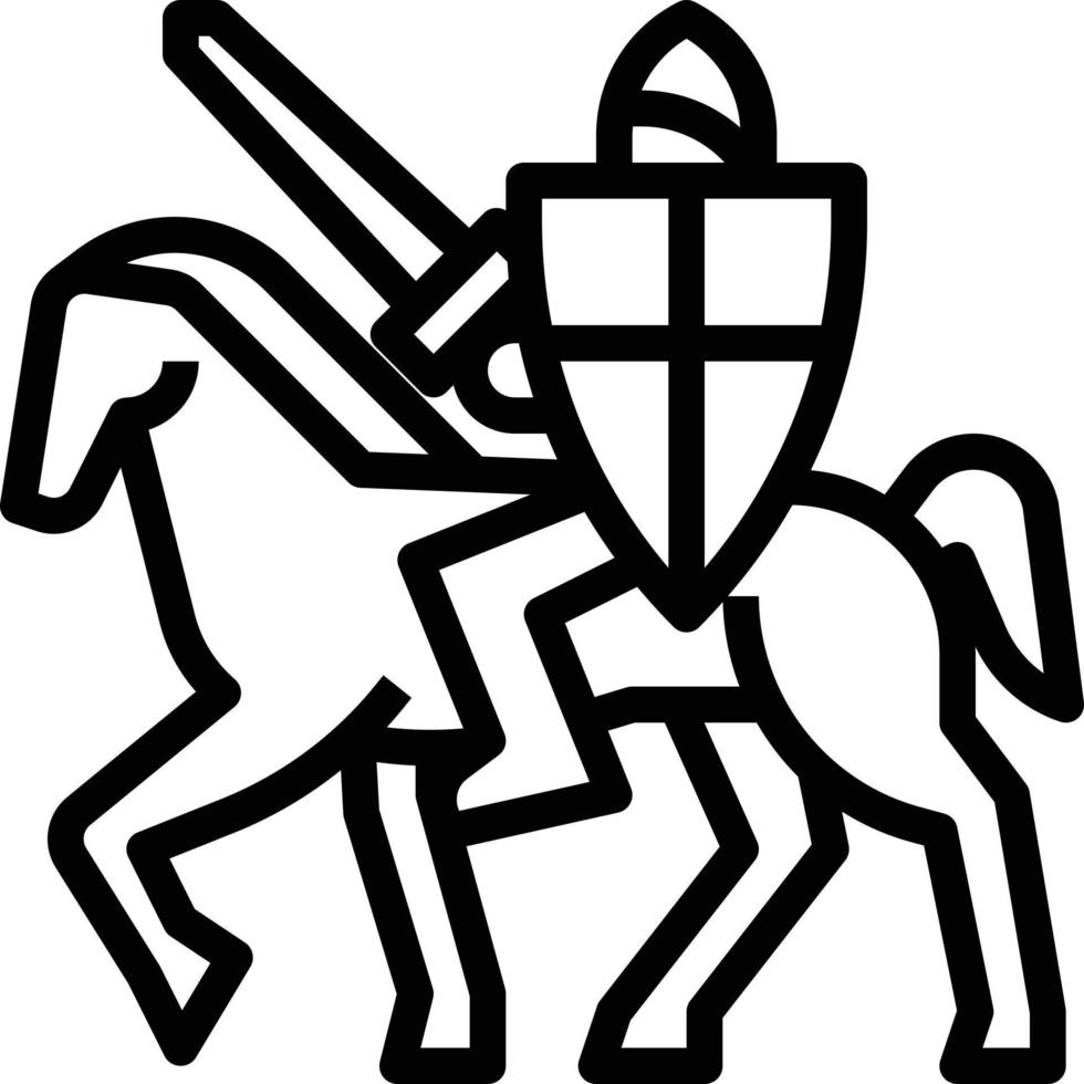 history war worrior knight horse - outline icon vector