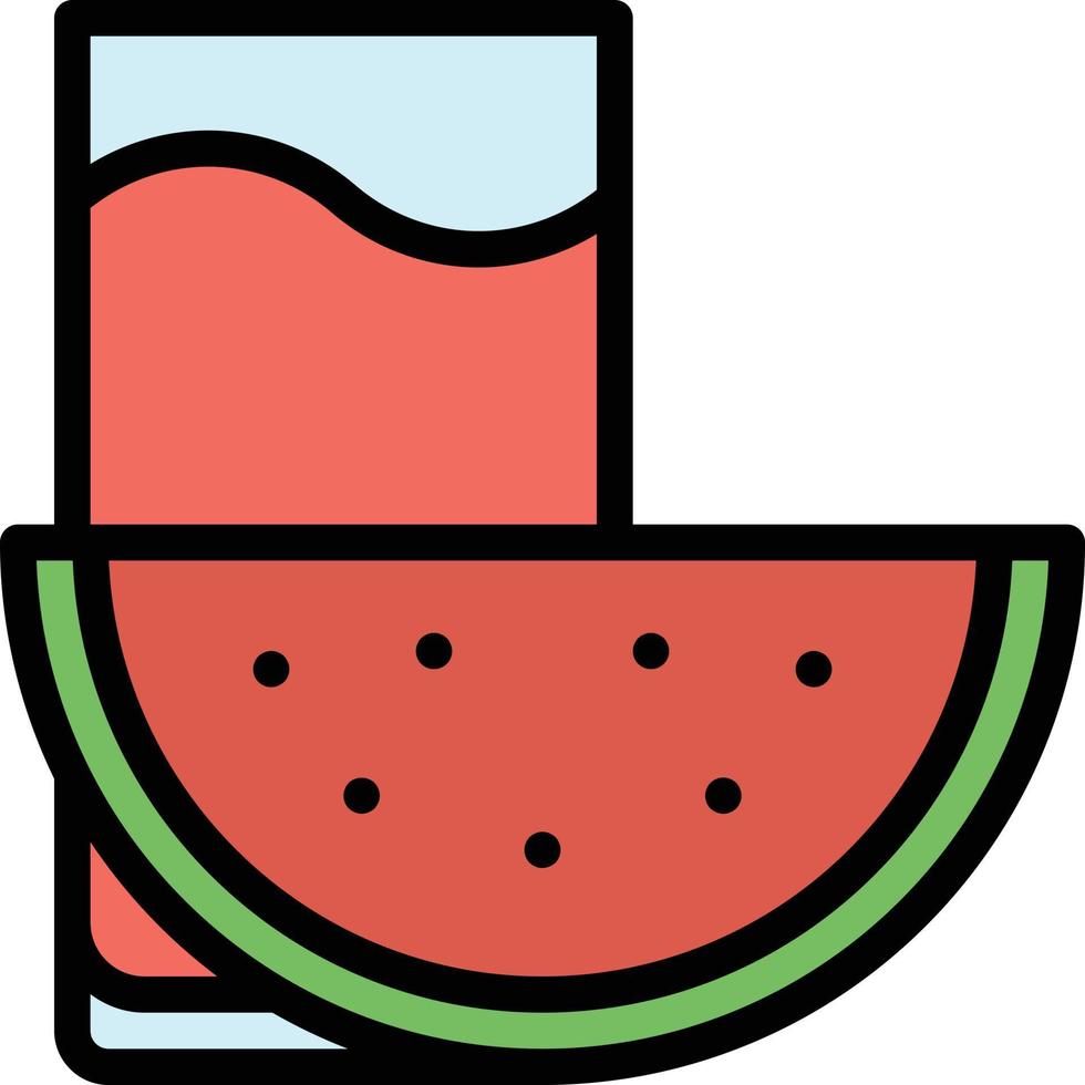 bebida de vidrio de fruta de jugo de sandía - icono de contorno lleno vector