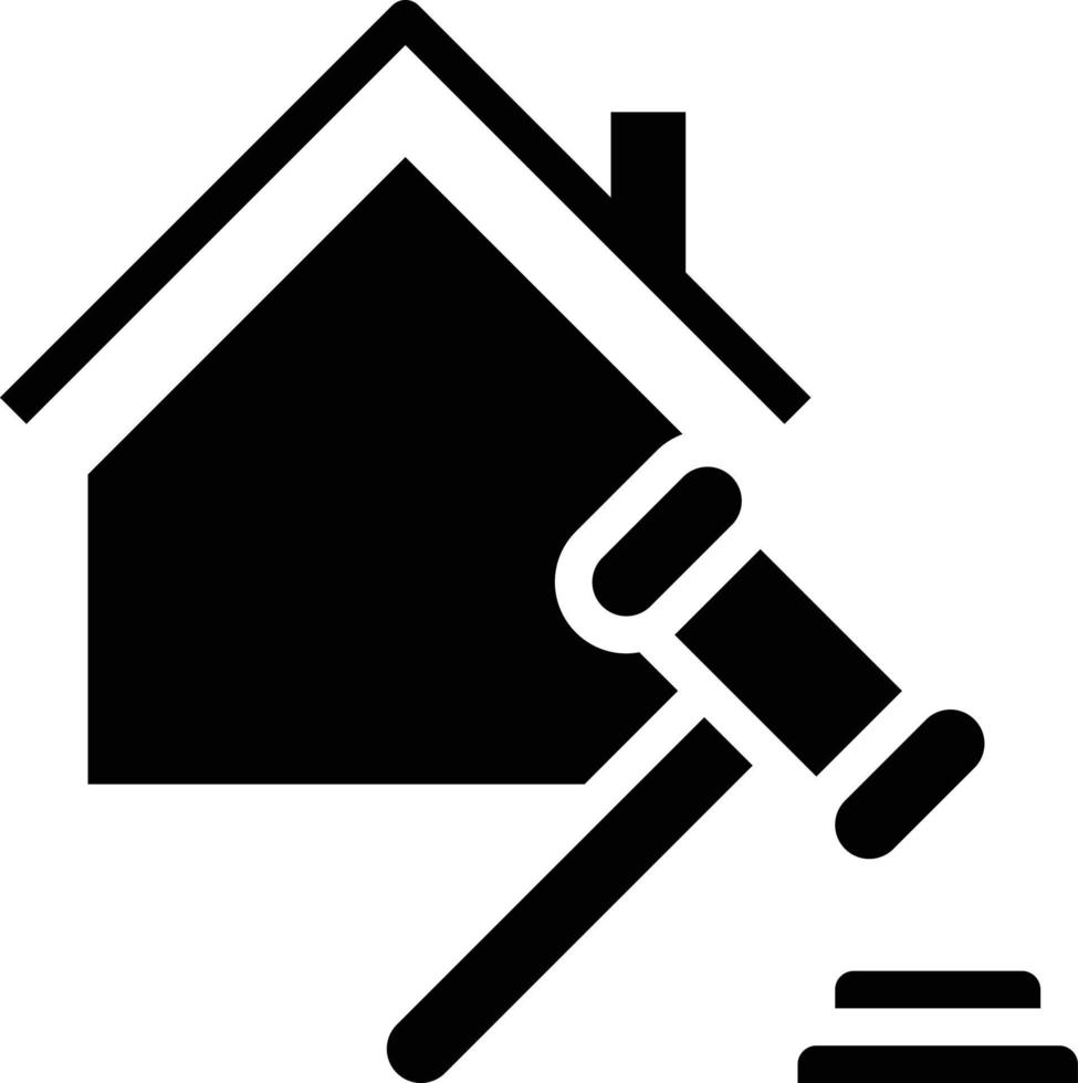 subasta ley martillo casa bienes raíces - icono sólido vector
