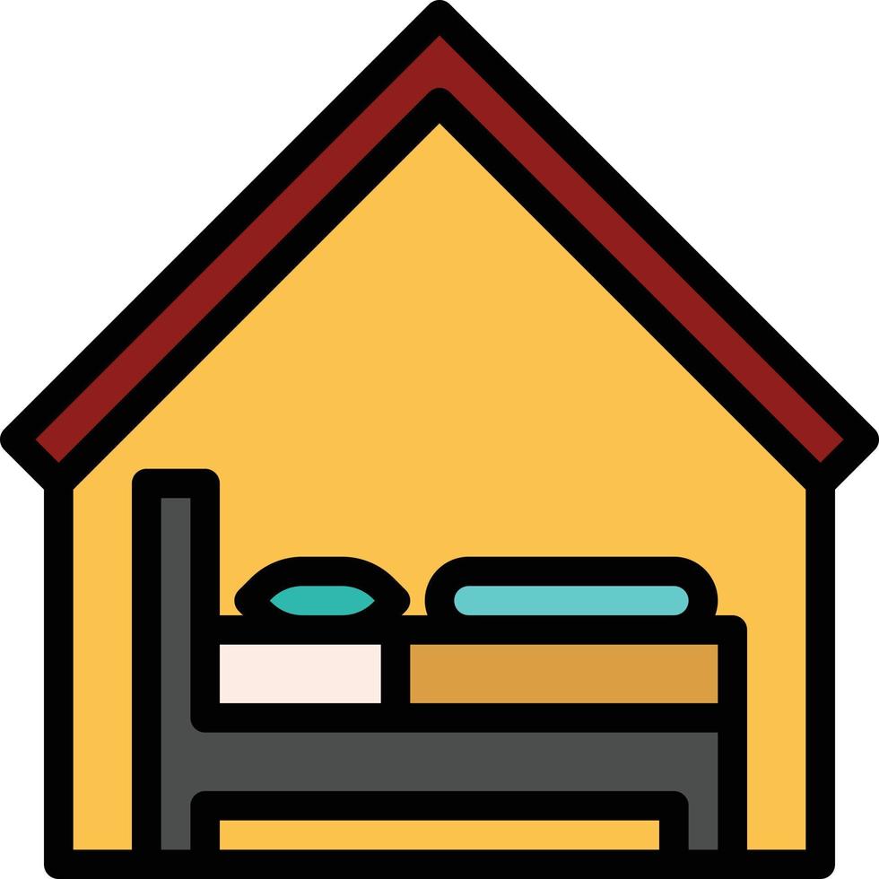 bed house sleep hotel motel - icono de contorno lleno vector