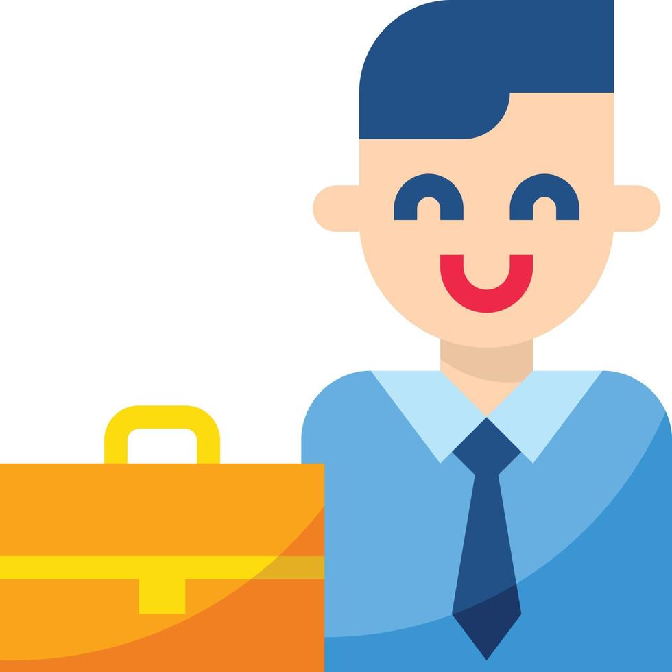 empresario trabajador empleado empleador bolsa sonrisa - icono plano vector