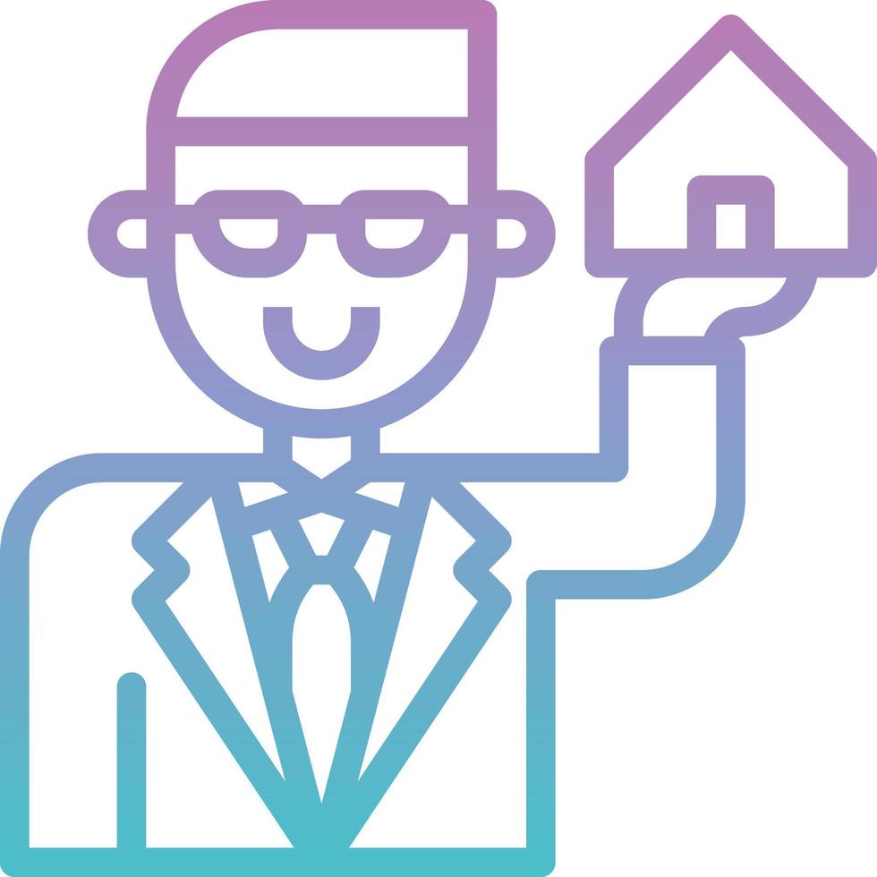 agent sell salesman real estate house - gradient icon vector