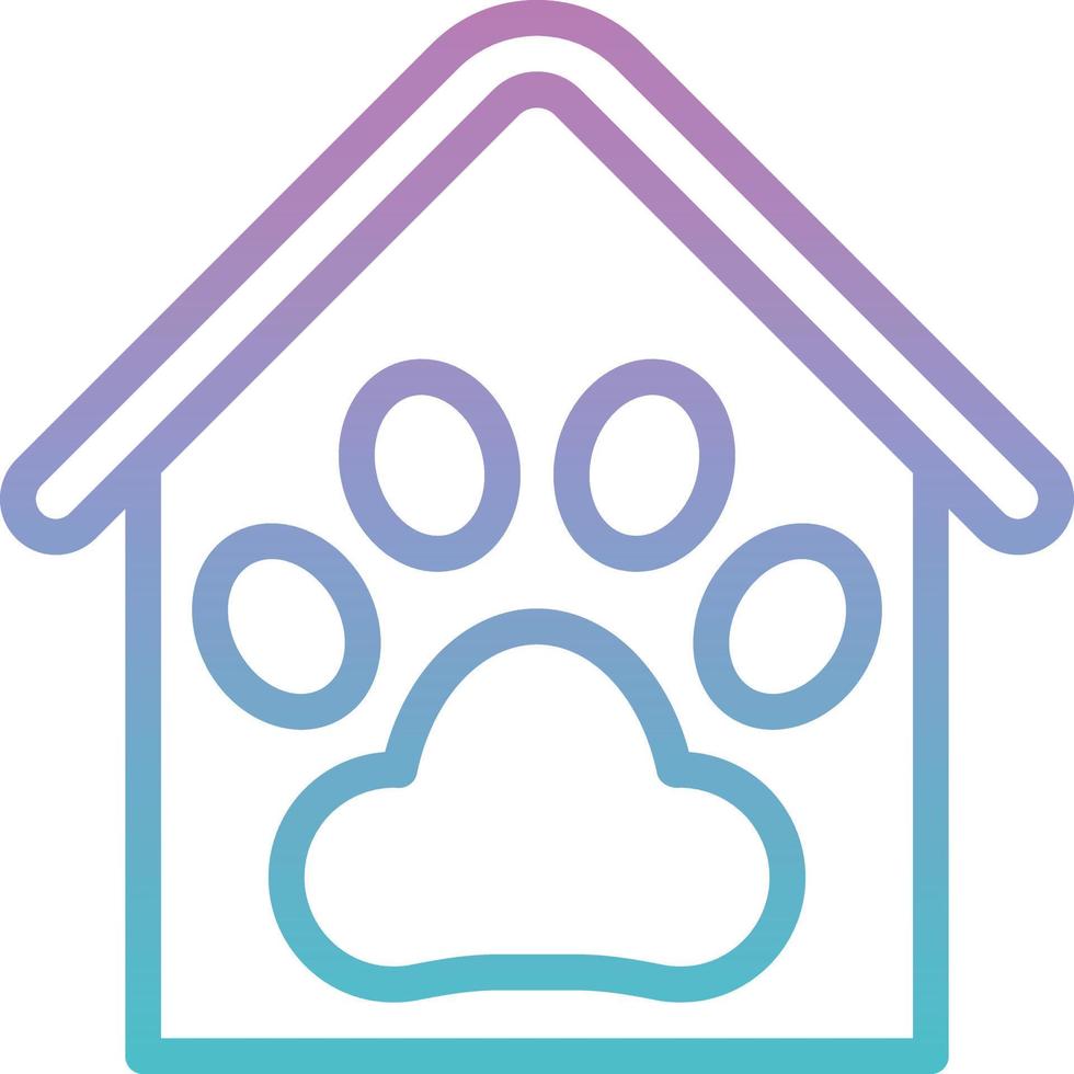 pet mart house paw vet - gradient icon vector