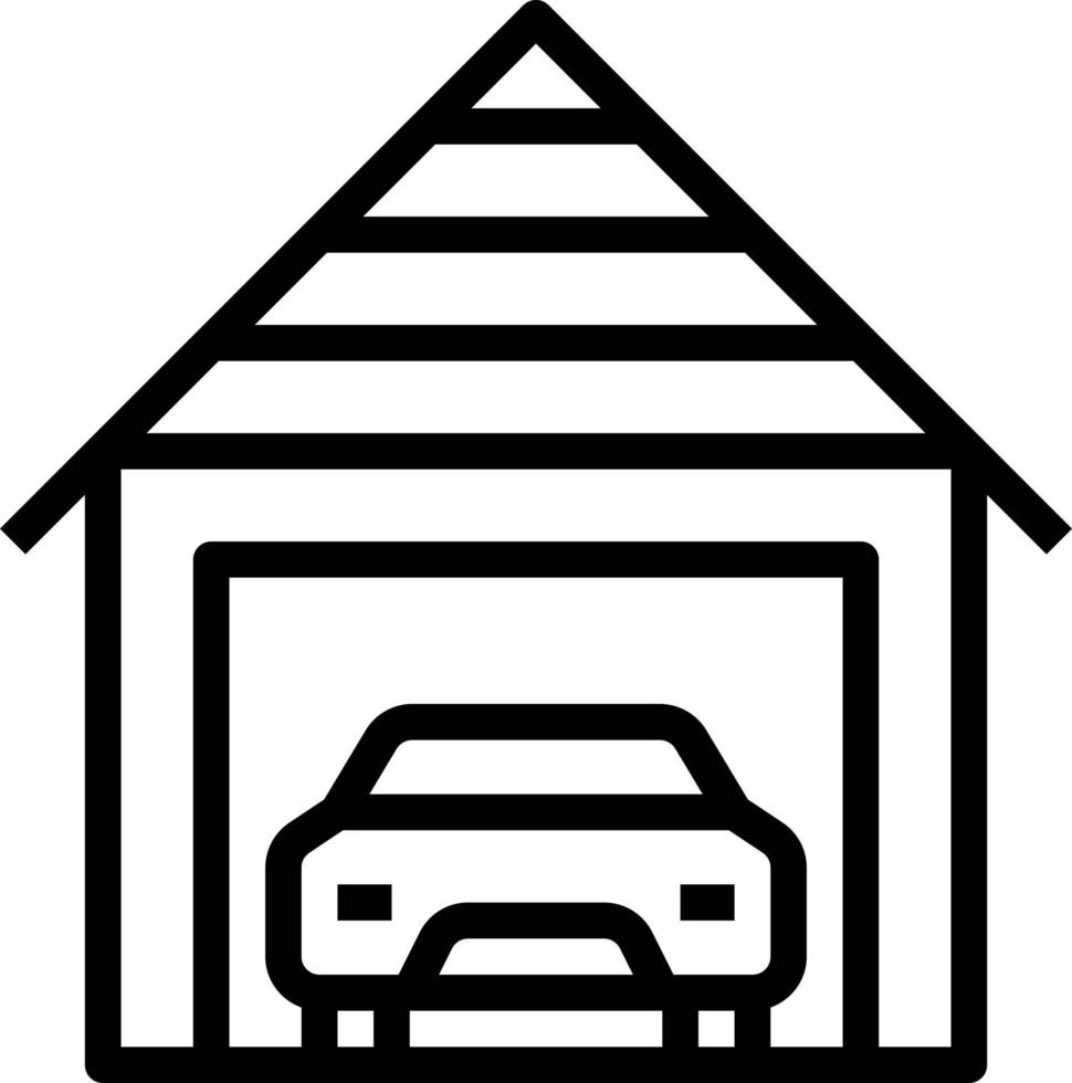 garage car repair automobile real estate - outline icon vector